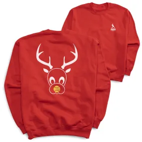 Softball Crewneck Sweatshirt - softball reindeer (Back Design) 